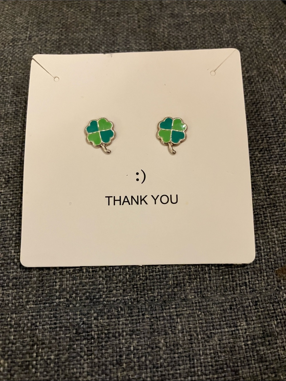 Green Four-Leaf Clover Stud Earrings - Silver 925 Lucky